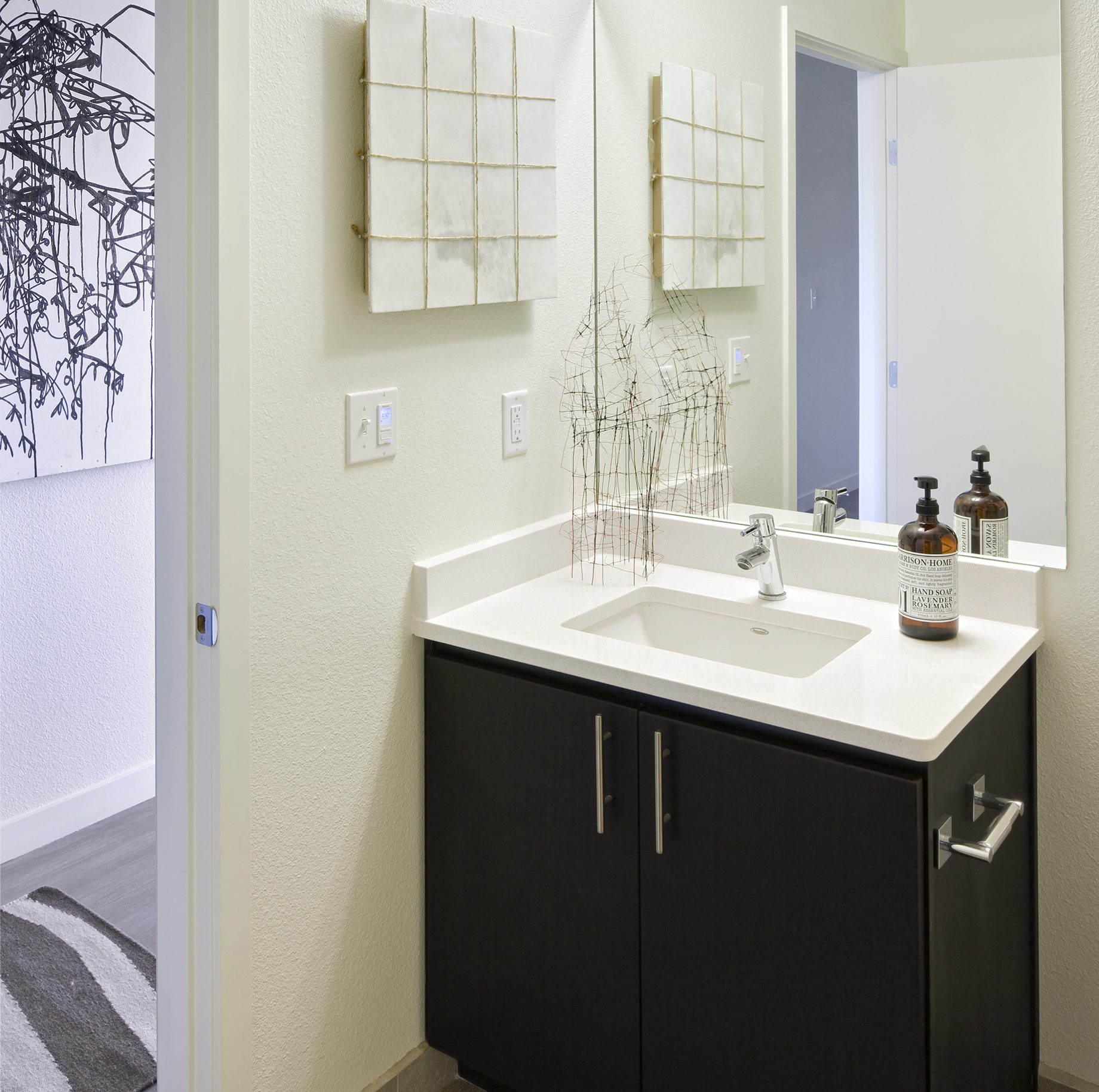 Bathroom vanity with modern finishes