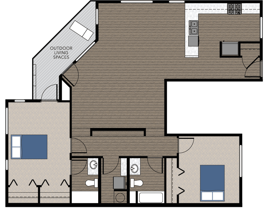 Floor plan of a Type E living space