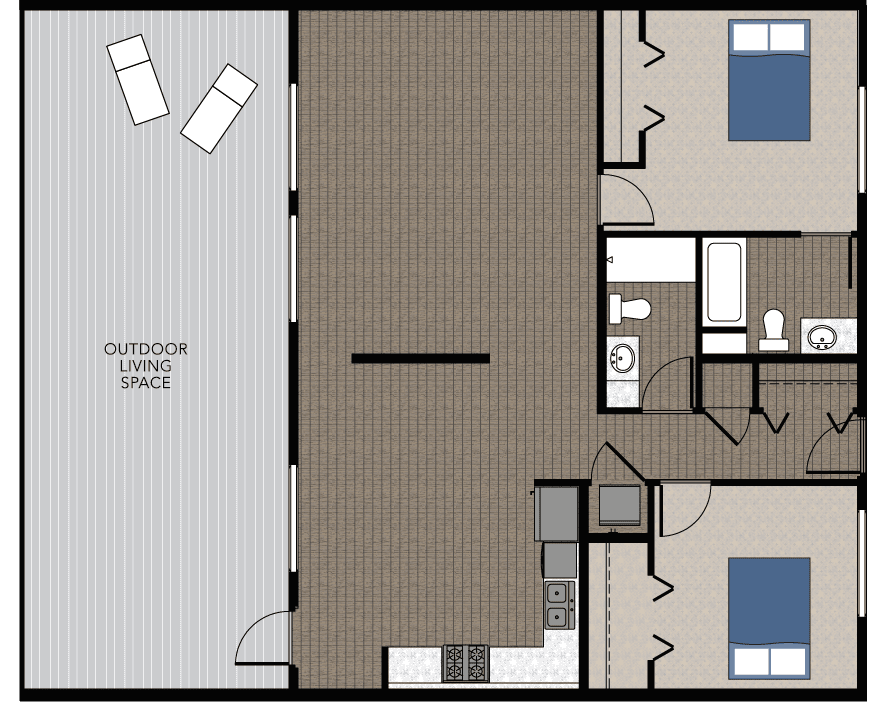 Floor plan of a Type F living space