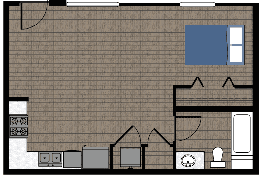 Floor plan of a type L living space